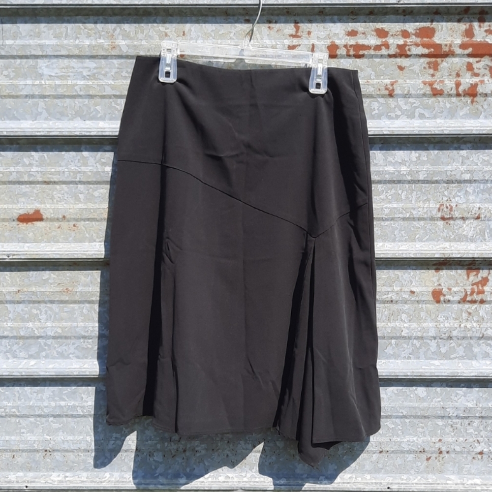 Asymmetrical Silky Black Pleated Handkerchief Worthington Skirt